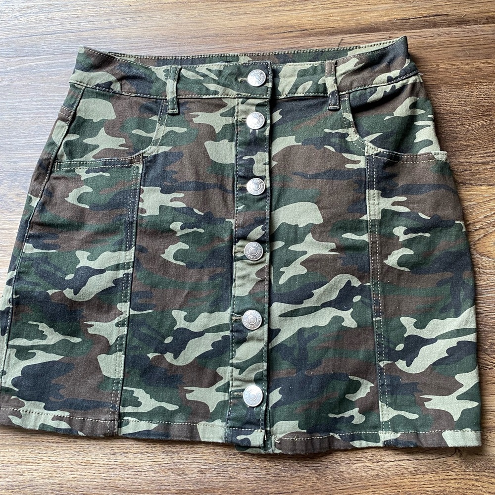 Camouflage Mini Button Up Skirt